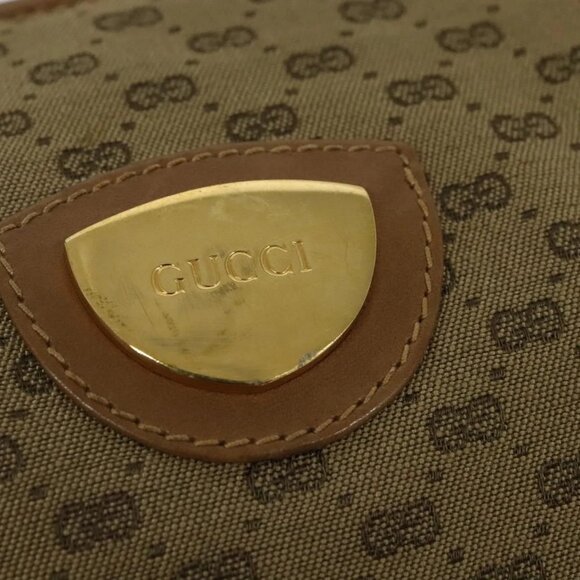 GUCCI Micro GG Canvas Shoulder Bag Vintage Beige Gold Auth BA4063 - Picture 10 of 16